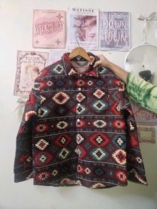 Aztec Print Button-Up Shirt
