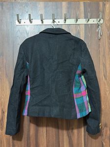 Stylish Plaid Accent Cropped Blazer
