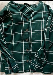 Green Plaid Vintage Button-Up Shirt