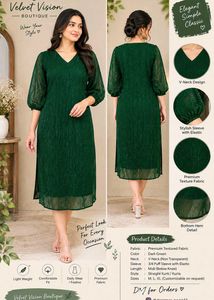 Dark Green Shimmer Designer Kurti – Size M
