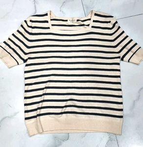 Striped Square Neck Knit Top