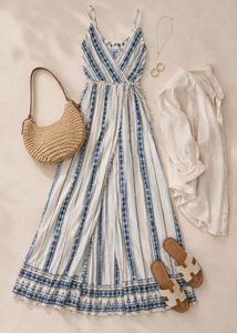 Boho Striped Maxi Dress 🧿