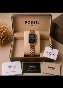 Fossil Rectangular Green Dial Watch