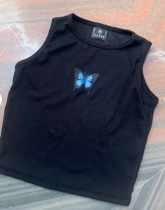 Black Butterfly Tank Top