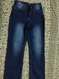 Women's Dark Blue High Waist Straight Fit Jeans