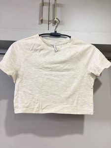 H&amp;M Light Grey Cropped T-Shirt