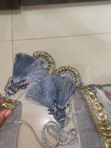 Grey Colour Heavy Work Ghagra With Duppata And Blo