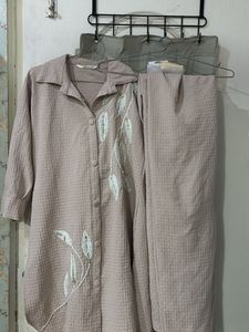 Embroidered Cream co-ord set