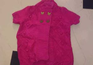 Adorable Pink Knitted Cardigan with Butterfly Deta