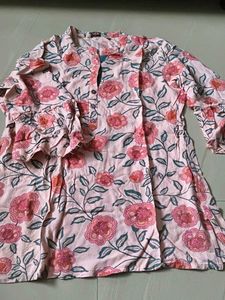 Chic Pink Floral Print Kurta
