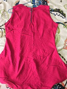 Hot Pink Tunic with Leaf Patches