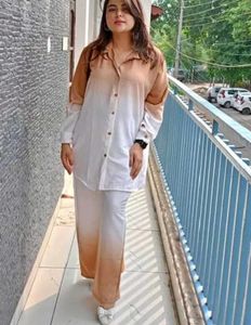 Naida Brown Kurta with White Bottom