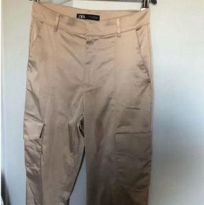 Zara Cargo Pants In Satin Finish