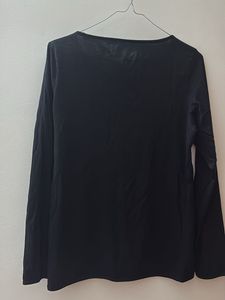 Elegant Black Embellished Long Sleeve Top