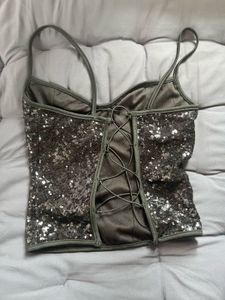sequin sweetheart corset back top