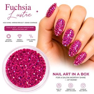 Fuchsia Lustre Pink Nail Art Mirror Rhinestones