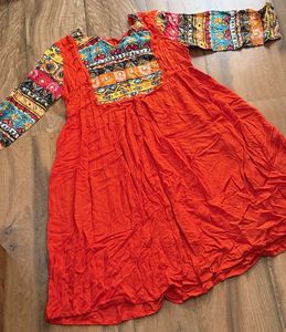 Bohemian Print Orange Maxi Dress