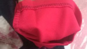 Elegant Red Trousers with Decorative Button