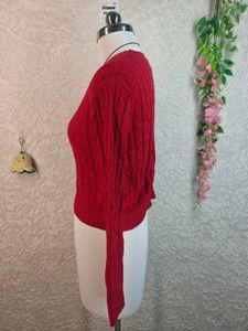 Red Cable Knit Bear Logo Sweater