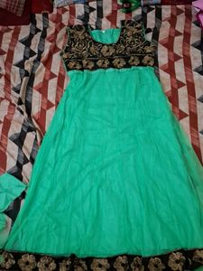 Stunning Green Embroidered Ethnic Gown