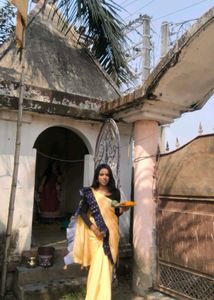 Beautiful Yellow Saree with Blue Border