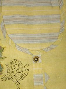 yellow colour unstitched dress material with multi