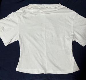 H&amp;M  White Boat Neck T-Shirt ( use only once)