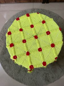 New Handmade Neon green Floral Ottoman Cover