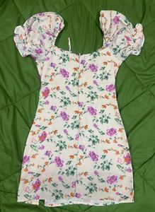 Floral Puff Sleeve Mini Dress