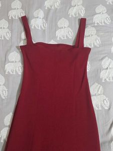 Elegant Maroon Bodycon Midi Dress