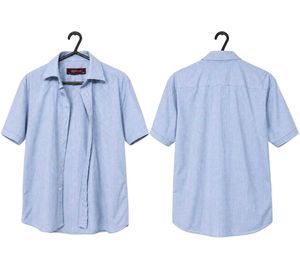 Men's Light Blue Checked Short Sleeve Shirt