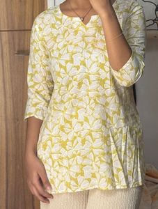 Stylish Yellow Floral Tunic kurti