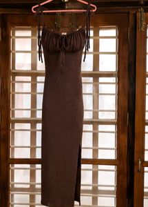 Y2K Brown Textured Dress