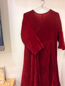 Elegant Maroon Velvet Kurta pant