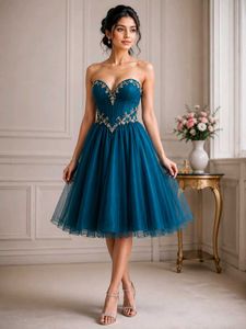 Stunning Teal Embellished Party Dress