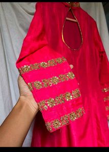 Beautiful Pink Anarkali with Embellished Neckline