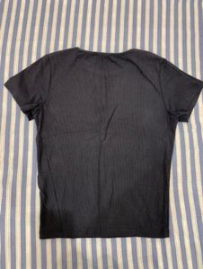 Basic Ribbed Black T-Shirt