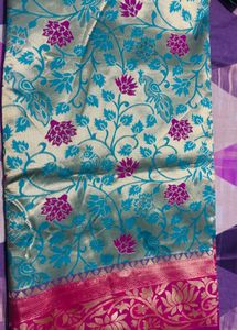 Pink Green Silk Saree-Blouse