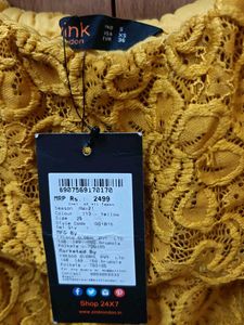 Zink London Yellow Lace Off-Shoulder Dress