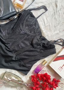 Sparkly Black Bralette Top