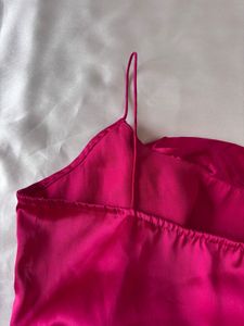 MISH Magenta Pink Satin Maxi Slit Dress