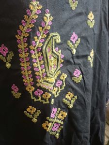 Beautifully Embroidered Black Kurta
