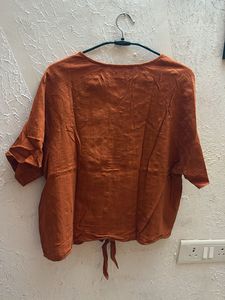 Rust Button-Up Tie-Short Top