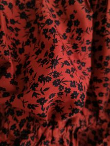 Red Floral Puff Sleeve Crop Top