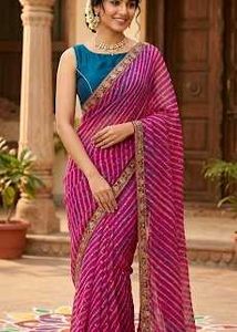 Leheriya Saree with Golden Border