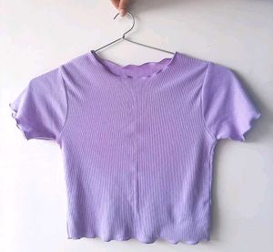Ribbed Lettuce Trim Crop Top