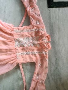Peach Tiered Ethnic Gown