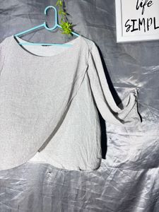 ZARA Stylish Grey Overlap Tunic Top