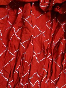 Red Off-Shoulder Bandhani Print Top