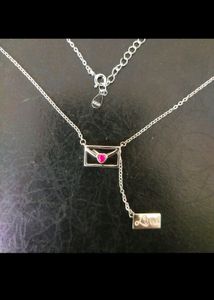 925 Silver Love Letter Ruby Necklace|